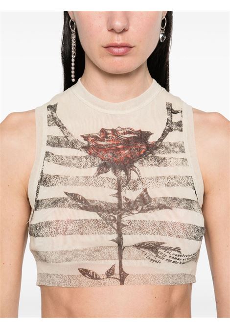 printed tattoo mariniere crop top woman ecru JEAN PAUL GAULTIER | 25/34-F-TO275-T585030030